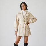 Trumpas poliesterio paltas su reguliuojamu diržu
