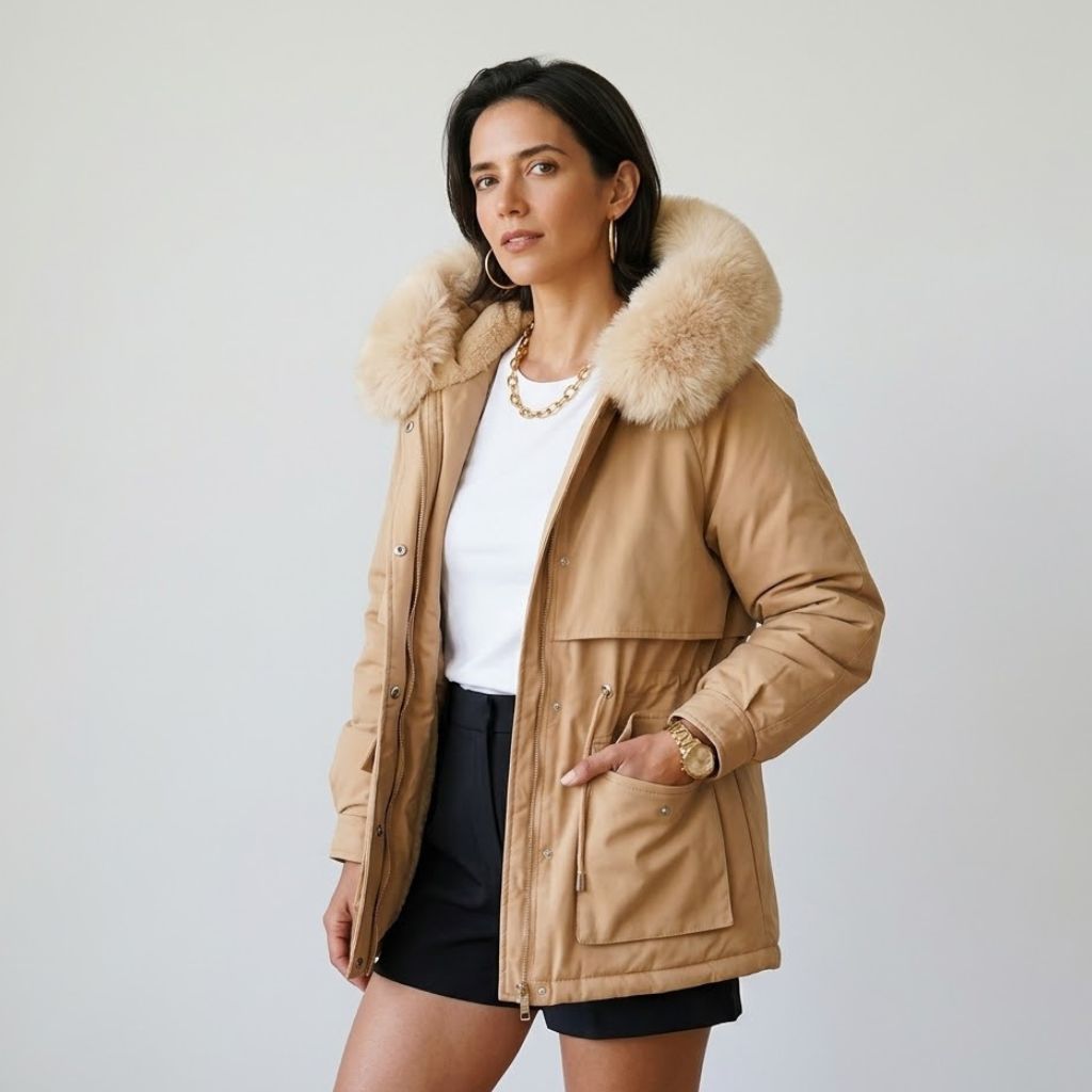 Struktūrizuota parka su kapišonu