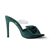 Slingback bateliai ant aukšto kulno su kaspinu