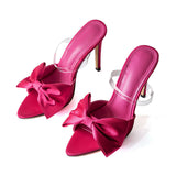 Slingback bateliai ant aukšto kulno su kaspinu