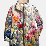 Šviesi siuvinėta striukė su lauko gėlėmis