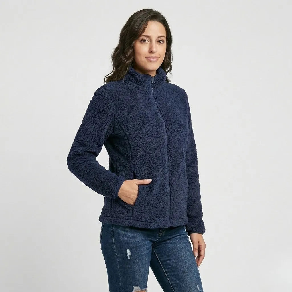 Fleece striukė su aukštu apykakle miesto stiliumi