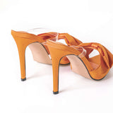 Slingback bateliai ant aukšto kulno su kaspinu