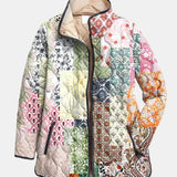 Pūkinė striukė su bohemišku patchwork'u