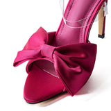 Slingback bateliai ant aukšto kulno su kaspinu