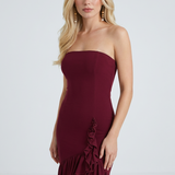 Elena | Bordo maxi suknelė be petnešų
