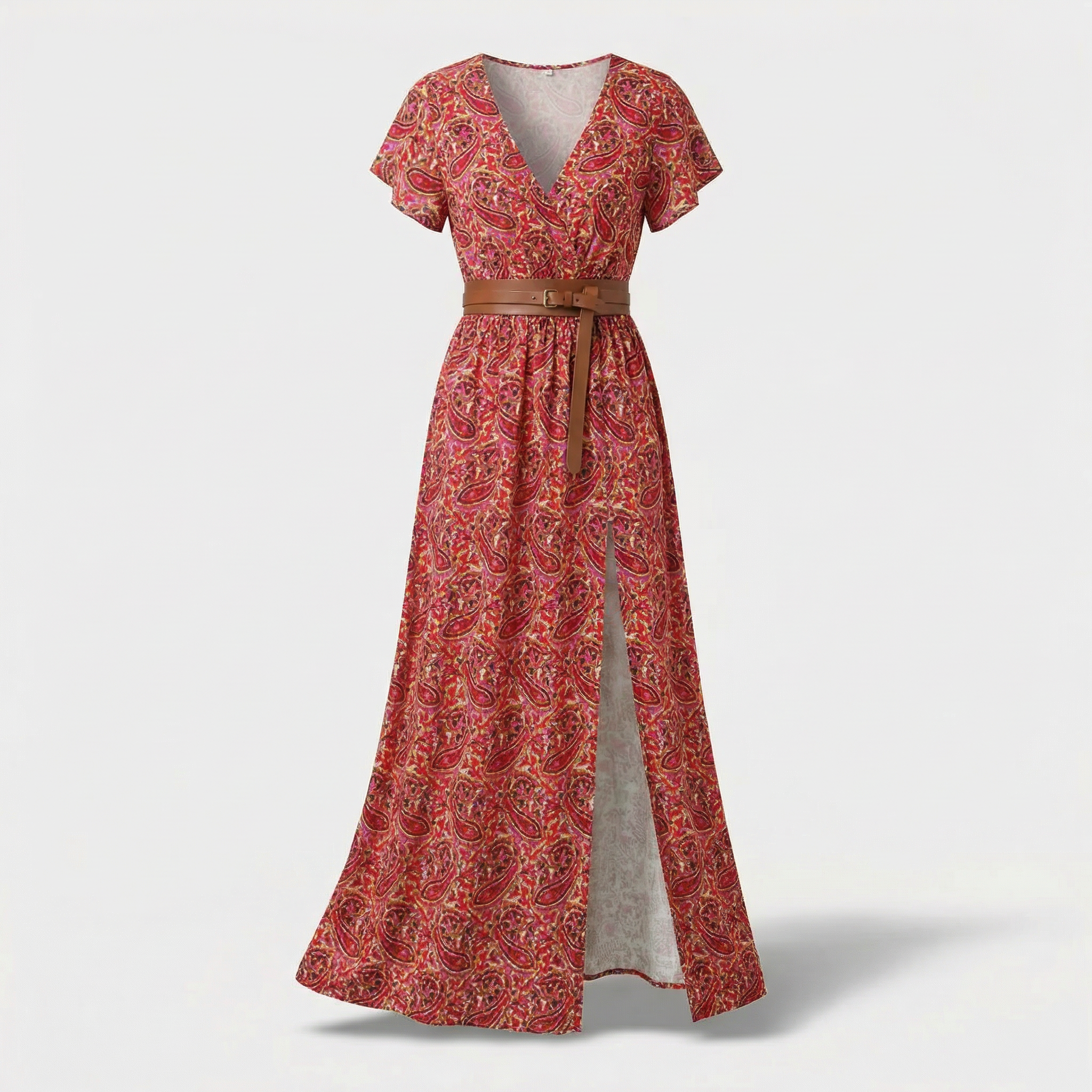 Cecília | Oro maxi suknelė su paisley raštu