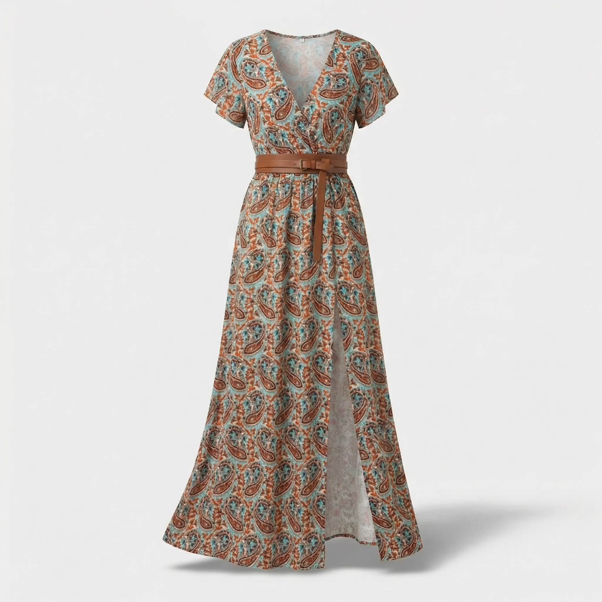 Cecília | Oro maxi suknelė su paisley raštu