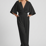 Albína | Jumpsuit su plačiomis kelnėmis ir V formos iškirpte