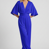 Albína | Jumpsuit su plačiomis kelnėmis ir V formos iškirpte