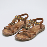 Žemos boho sandalai su detalėmis
