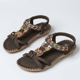 Žemos boho sandalai su detalėmis