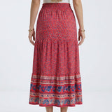 Boho midi sijonas su gėlių raštu