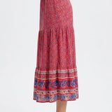 Boho midi sijonas su gėlių raštu