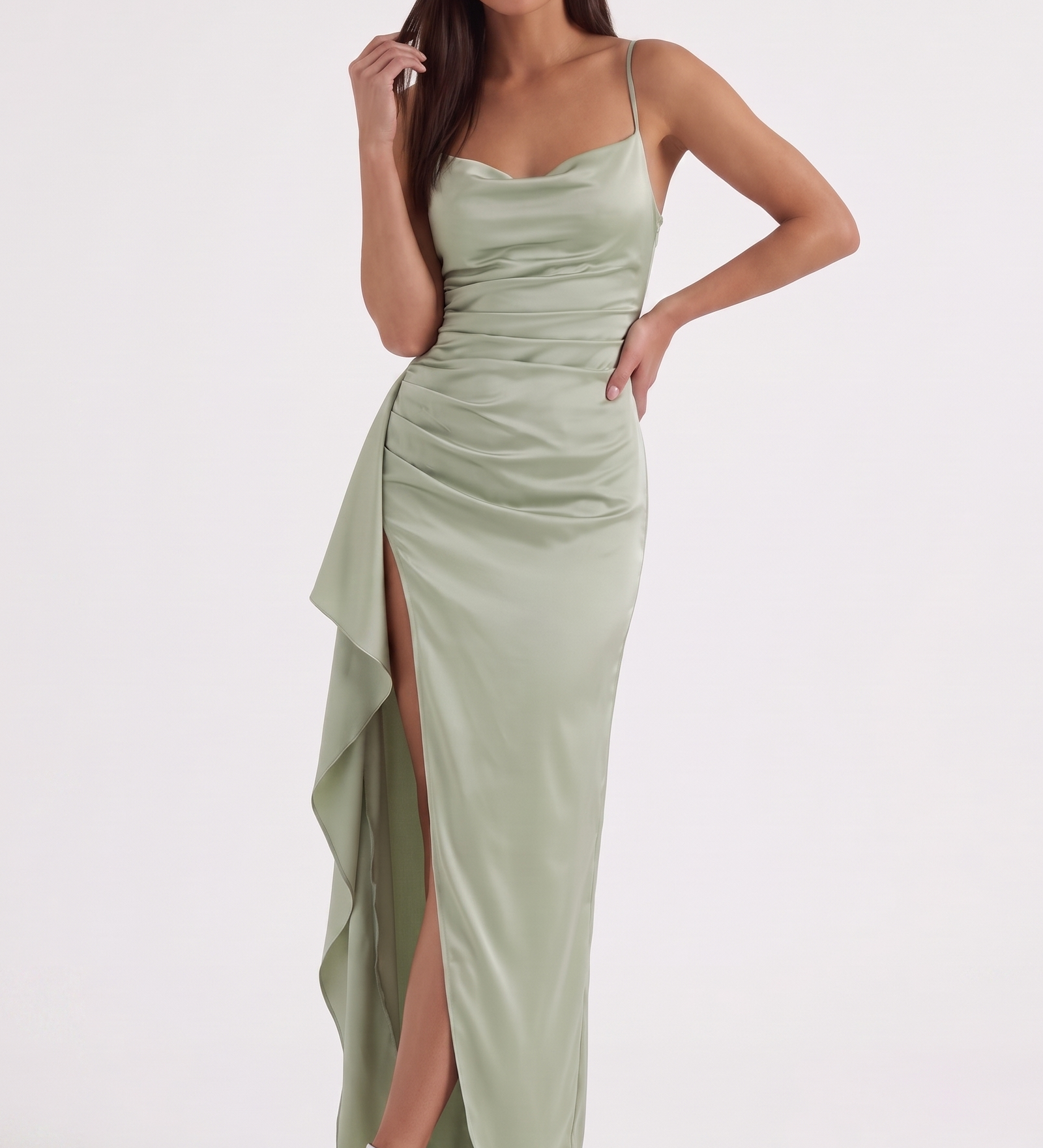 Inga | Blizgūs ilgi suknelės plonais petnešomis